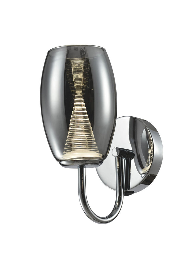 Aria Polished Chrome Led Wall Light Complete With Smoked Glasses - 4000K
