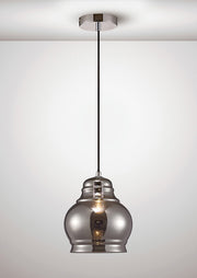 Deco Ariel D0098 Polished Chrome Large Single Pendant With Smoked Glass