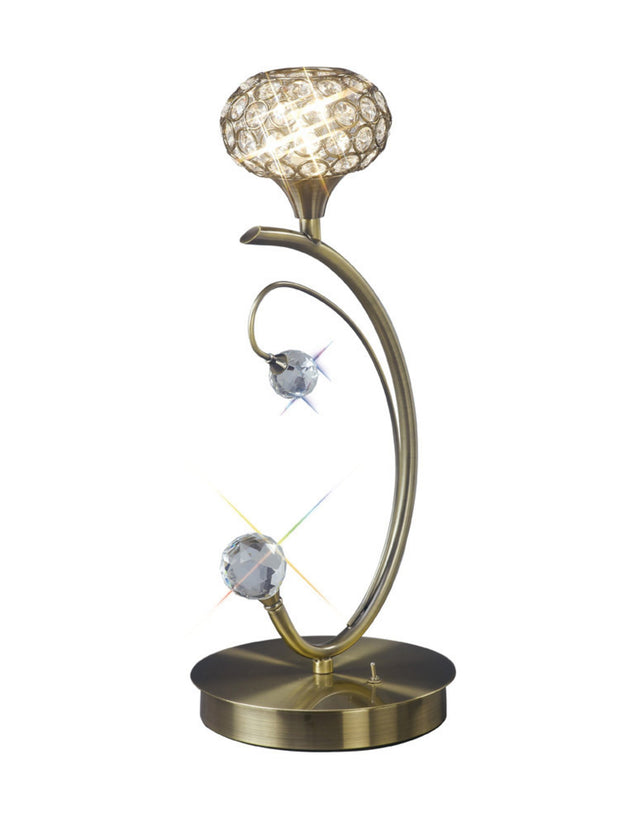 Diyas Cara IL30949 Antique Brass Crystal Table Lamp