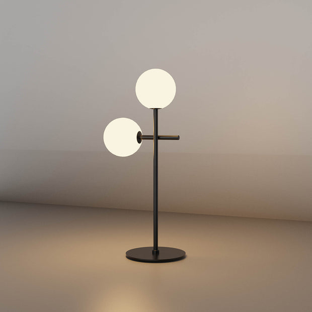 Mantra Cellar 2 Light Table Lamp Black With Opal Glass Globes