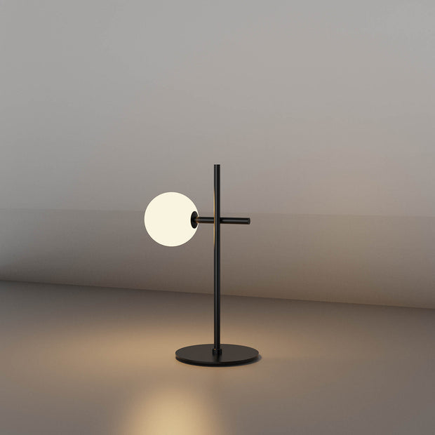 Mantra Cellar 1 Light Table Lamp Black With Opal Glass Globe