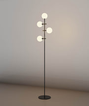 Mantra Cellar 4 Light Floor Lamp Black With Opal Glass Globes