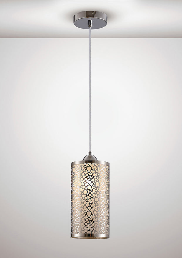 Deco Charon D0133 Polished Chrome Single Pendant With Frosted Glass Shade