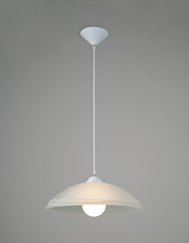 Deco Chester D0394 White Single Pendant With Frosted Alabaster Glass