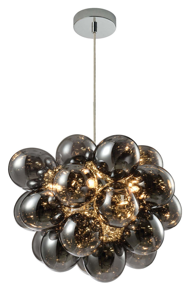 Clara Polished Chrome 5 Light Pendant Complete With Smoked Glasses