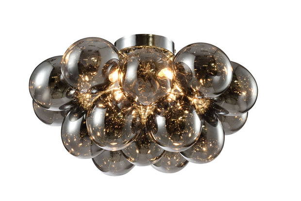 Clara Polished Chrome Flush 4 Light Ceiling Light Complete With Smoked Glasses