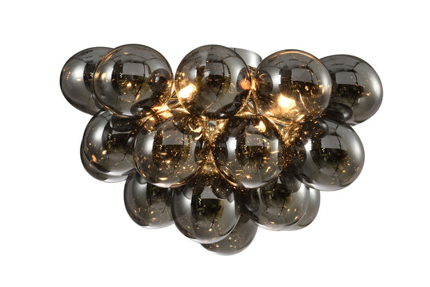 Clara Polished Chrome Flush 6 Light Ceiling Light Complete With Smoked Glasses
