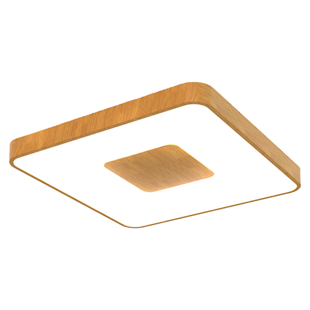 Mantra Coin Large Square LED Flush Ceiling Light Wood Effect Complete With Remote Control - 2700K-5000K Tuneable