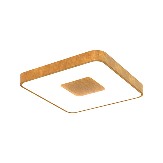 Mantra Coin Medium Square LED Flush Ceiling Light Wood Effect Complete With Remote Control - 2700K-5000K Tuneable