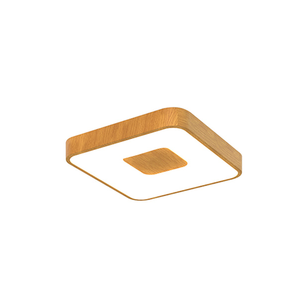 Mantra Coin Small Square LED Flush Ceiling Light Wood Effect Complete With Remote Control - 2700K-5000K Tuneable