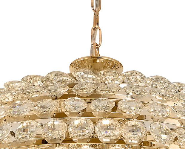 Diyas Coniston Extra Large 16 Light Crystal Pendant Light In French Gold - IL32811