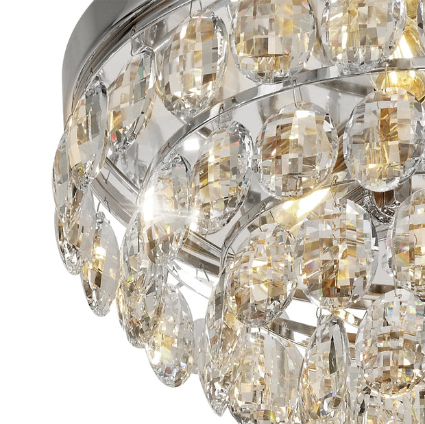 Diyas Coniston Flush Ceiling 3 Light Crystal Ceiling Light In Polished Chrome - IL32812