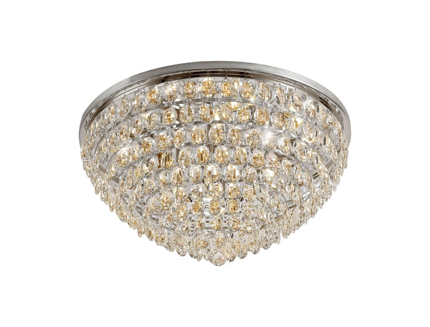 Diyas Coniston Flush 12 Light Crystal Ceiling Light In Polished Chrome - IL32814