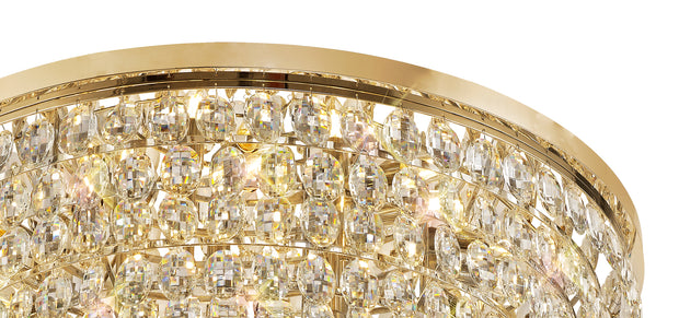 Diyas Coniston Flush 15 Light Crystal Ceiling Light In French Gold - IL32819