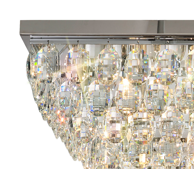 Diyas Coniston Polished Chrome 11 Light Rectangular Flush Crystal Ceiling Light - IL32825