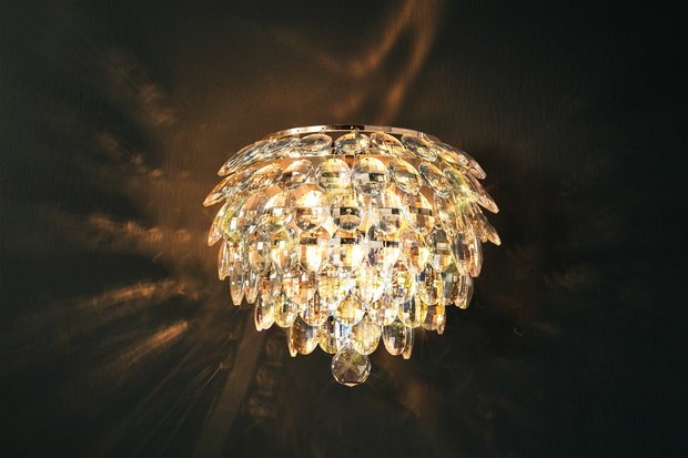 Diyas Coniston French Gold 2 Light Large Crystal Wall Light - IL32829