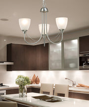 Deco Cooper D0042 Satin Nickel 3 Light Pendant With Opal Glass Shades
