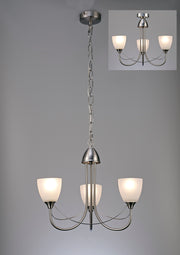 Deco Cooper D0042 Satin Nickel 3 Light Pendant With Opal Glass Shades