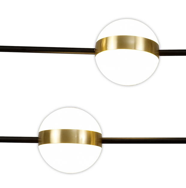 Mantra Cuba 4 Light Criss Cross LED Linear Bar Pendant Black & Gold - 3000K