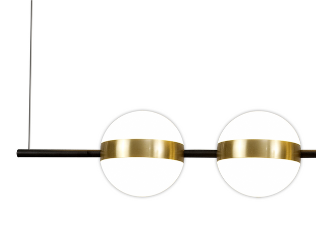 Mantra Cuba 4 Light LED Linear Bar Pendant Black & Gold - 3000K