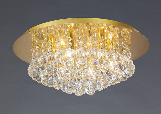 Deco Dahlia D0005 French Gold 6 Light Flush Crystal Ceiling Light - 450mm