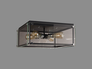 Idolite Wiredu Matt Black & Polished Chrome 4 Light Flush Ceiling Light With Clear Glass Panels