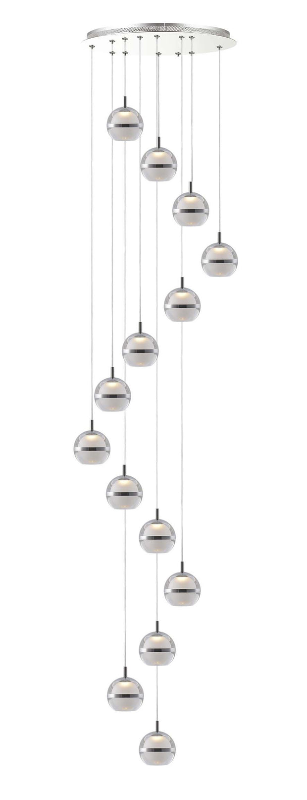 Everly Polished Chrome 14 Light Led Cluster Stairway Pendant - 3000K