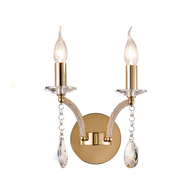 Diyas Fiore IL32362 French Gold 2 Light Crystal Wall Light