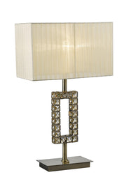 Diyas Florence IL31532 Antique Brass Crystal Table Lamp Complete With Cream Shade