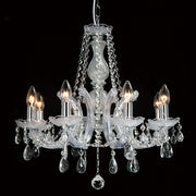 Deco Gabrielle D0022 Polished Chrome 8 Light Chandelier With Acrylic Sconces & Glass Crystal Droplets