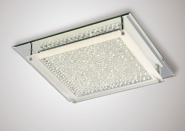 Deco Gina D0071 Polished Chrome LED Flush Crystal Ceiling Light - 420mm 4000K
