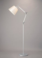 Deco Karis D0235 Silver & Polished Chrome Adjustable Floor Lamp Complete With Cream Pearl Fabric Shade