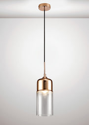 Deco Mia D0114 Bronze Cylindrical Single Pendant With Clear Glass