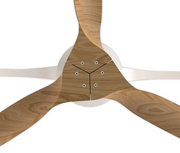 Mantra Nepal White/Wood Finish LED Ceiling Light With Built-In Reversible Fan C/W Remote Control