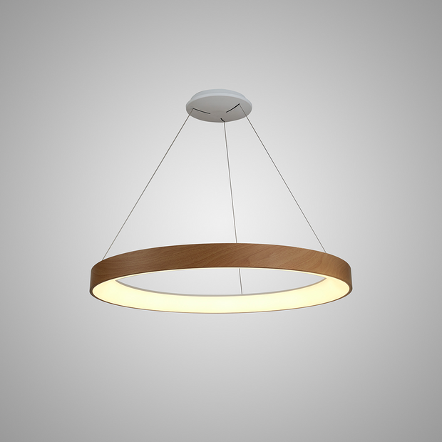 Mantra Niseko Medium LED Ring Pendant Wood Effect With Remote Control - Tuneable 3000K-6000K
