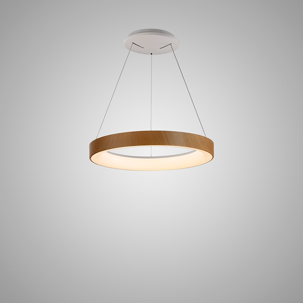 Mantra Niseko Small LED Ring Pendant Wood Effect With Remote Control - Tuneable 3000K-6000K