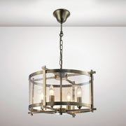 Deco Nolan D0090 Antique Brass 4 Light Lantern Pendant With Amber Glass