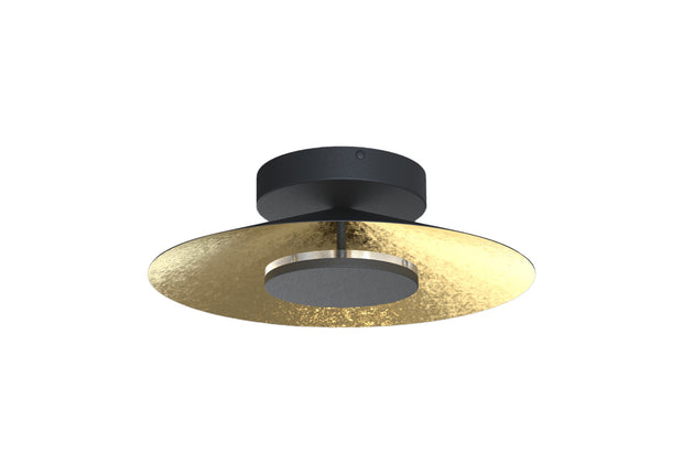 Mantra Orion Medium LED Round Flush Ceiling Light Black With Gold Leaf - 3000K