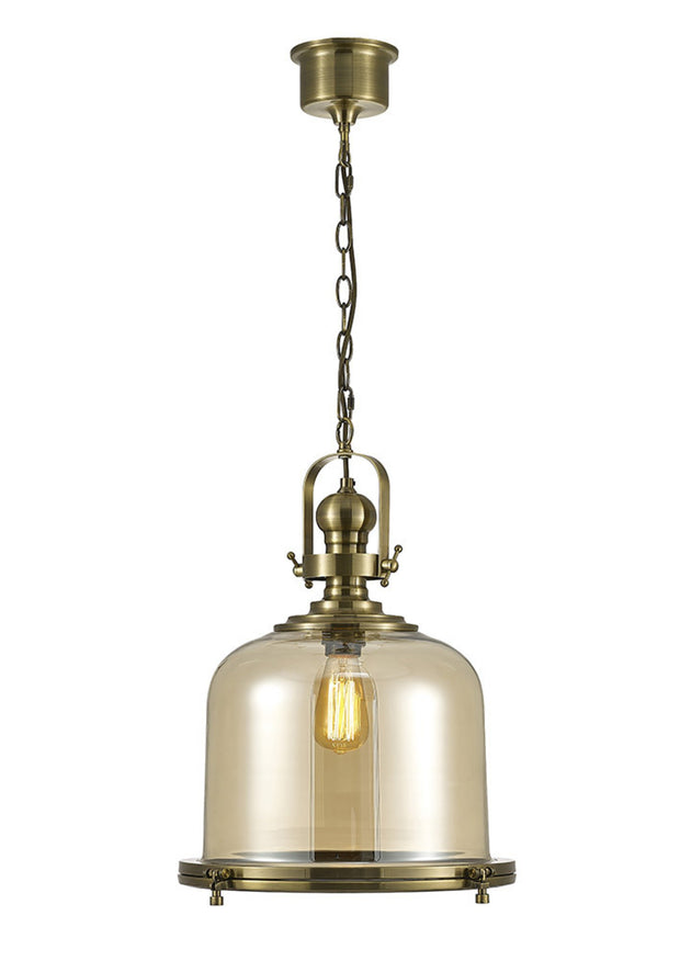 Diyas Riley IL31595 Antique Brass Large Bell Single Pendant
