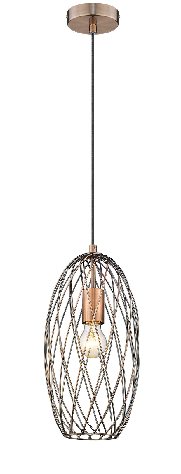 Stylish Lighting Telford Cylindrical Antique Copper Cage Pendant