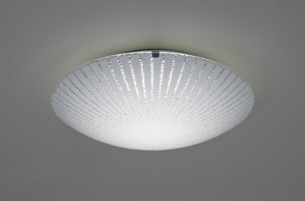 Deco Tassa D0407 LED Small Flush Ceiling Light With Sunray Pattern Glass And Polished Chrome Detailing - 300mm 4000K