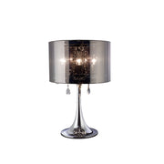 Diyas Trace IL30462 Polished Chrome 3 Light Crystal Table Lamp With Smoked Shade