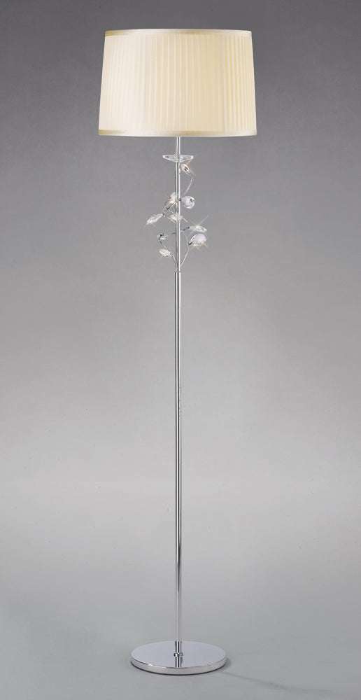 Diyas Willow IL31214/CR Polished Chrome Crystal Floor Lamp Complete With Cream Shade